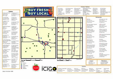 Map of farms and distributors that contribute to the Local Food Alliance.