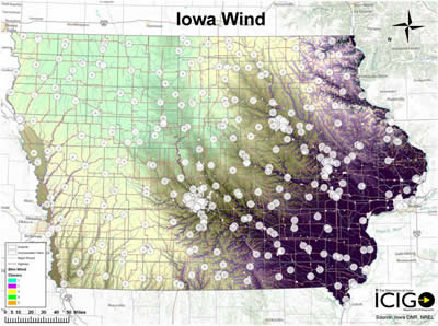 Map of Iowa wind patterns